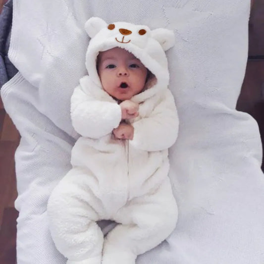 Winter Baby Clothes Cute Cartoon Bear Baby Rompers Pajamas Cotton Infant Boy Girls Animal Costume Zipper Jumpsuit 0-24 Months