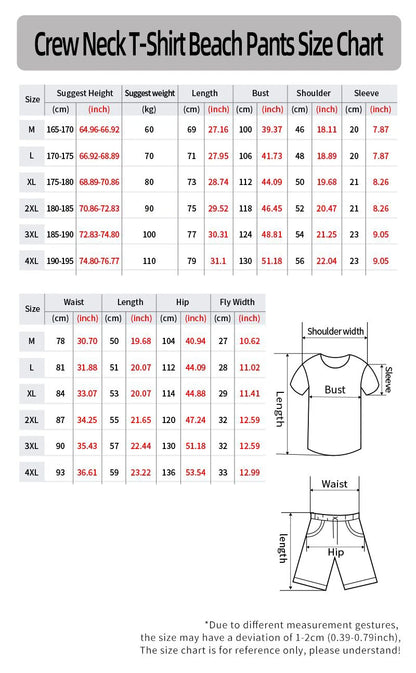 New Summer Men's Set Tracksuits Fashion Casual Short Sleeves Holiday Style 3D Print Men T-shirt+Shorts Pants Suits Male Clothes