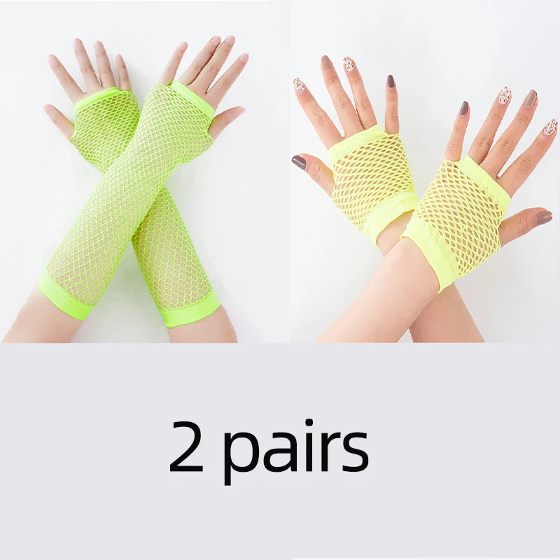 New Fashion Neon Fishnet Fingerless Long Gloves Leg Arm Cuff Party Wear Fancy Dress for Womens Sexy Beautiful Arm Warmer