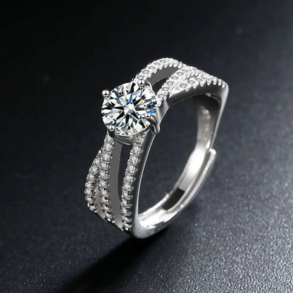 925 Sterling Silver Ring Sparkly Zircon Adjustable Simplicity Fashion Exquisite Women Jewelry Accessories Wedding Party Gift