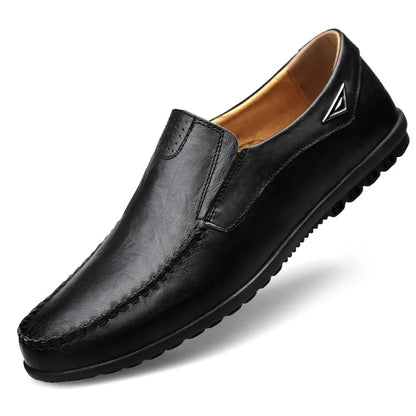 Genuine Leather Men Casual Shoes Luxury Brand 2023 Mens Loafers Moccasins Breathable Slip on Black Driving Shoes Plus Size 37-47