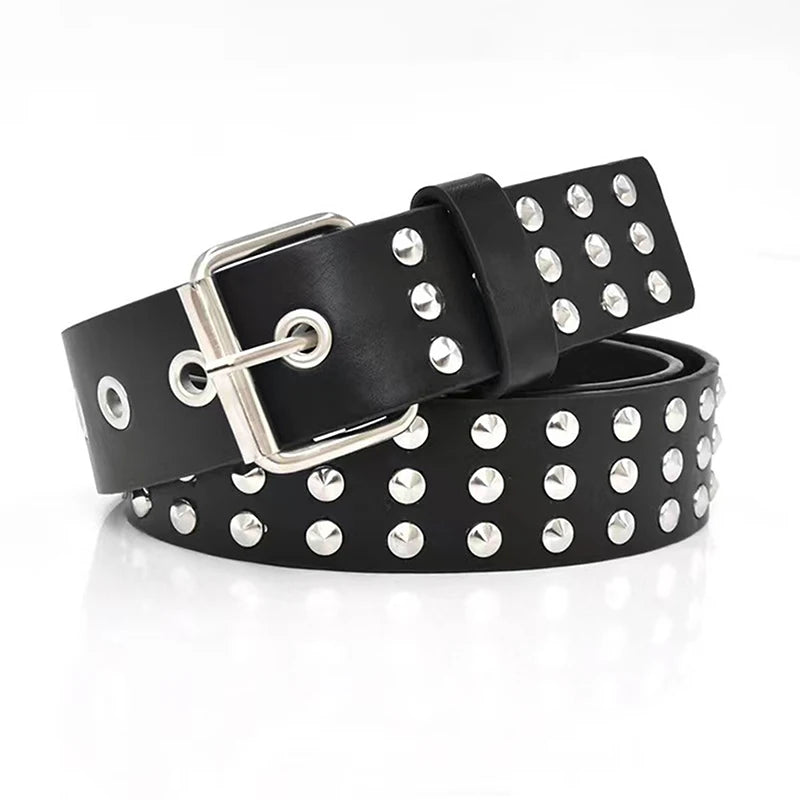 Rivet Hollow Bullet Decoration Belt Fashion Ladies Leather Studded Gift Man's Goth Rock Wild Adjustable Women Punk Black Belt