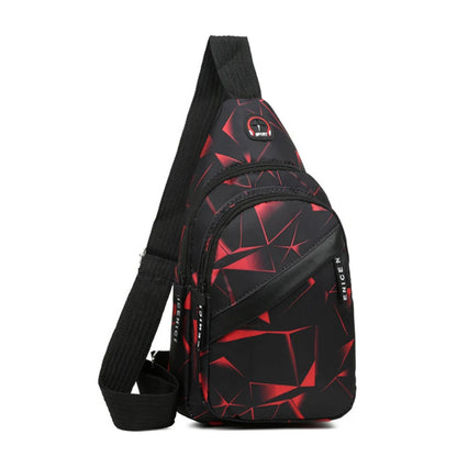 Men's Chest Bag Geometric Pattern Oxford Cloth Adjustable Zipper Chest Bag Fashion Chest Bag With Earphone Hole