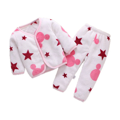 2Pcs Set Newborn Baby Clothing Flannle Girls Set Spring Autumn Suit for Babies Soft Toddler Jacket Fashion Infant Clothes 0-24 M