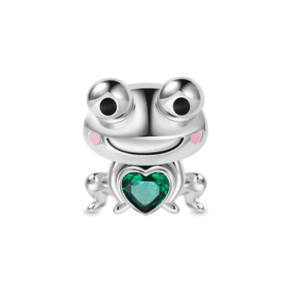 Fine 925 Silver Fit Original Bracelet DIY Women Jewelry Gift Cute Shining Love Heart Zircon animal Charms penguin Cat Frog Beads