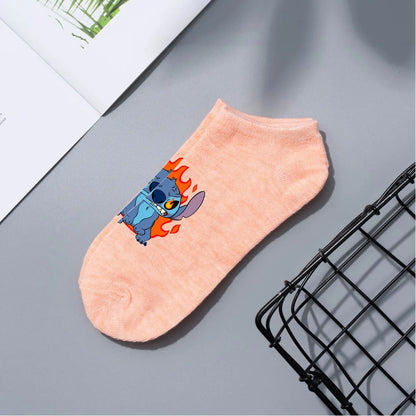 Anime Disney Lilo & Stitch Short Socks Cartoon Boat Socks Spring Summer Breathable Socks for Men and Women Cotton Ankle Socks