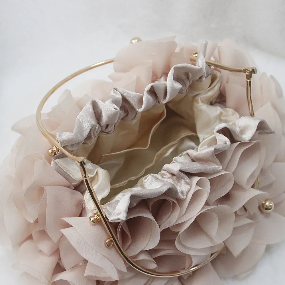 Luxury Satin Floral Bride Party Evening Clutch Bag Women Wedding Purses and Handbags Small Shoulder Chain Bag Designer Bag