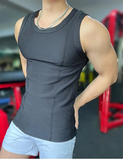 New Men's Casual Tank Top Summer Fitness Training Elastic Base Layer 2024 Sleeveless Sports Vest bodybuilding gym t shirt men