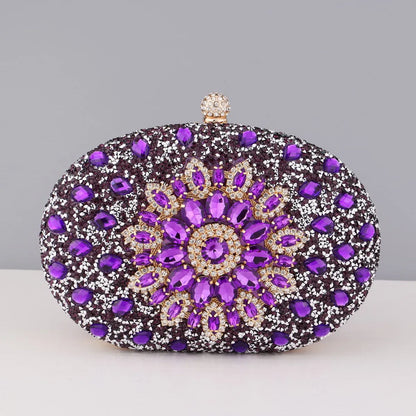 Flower Rhinestones Evening Bags Metal Prom Clutch Diamonds Clutch With Chain Shoulder Handbags Wedding Female Purse