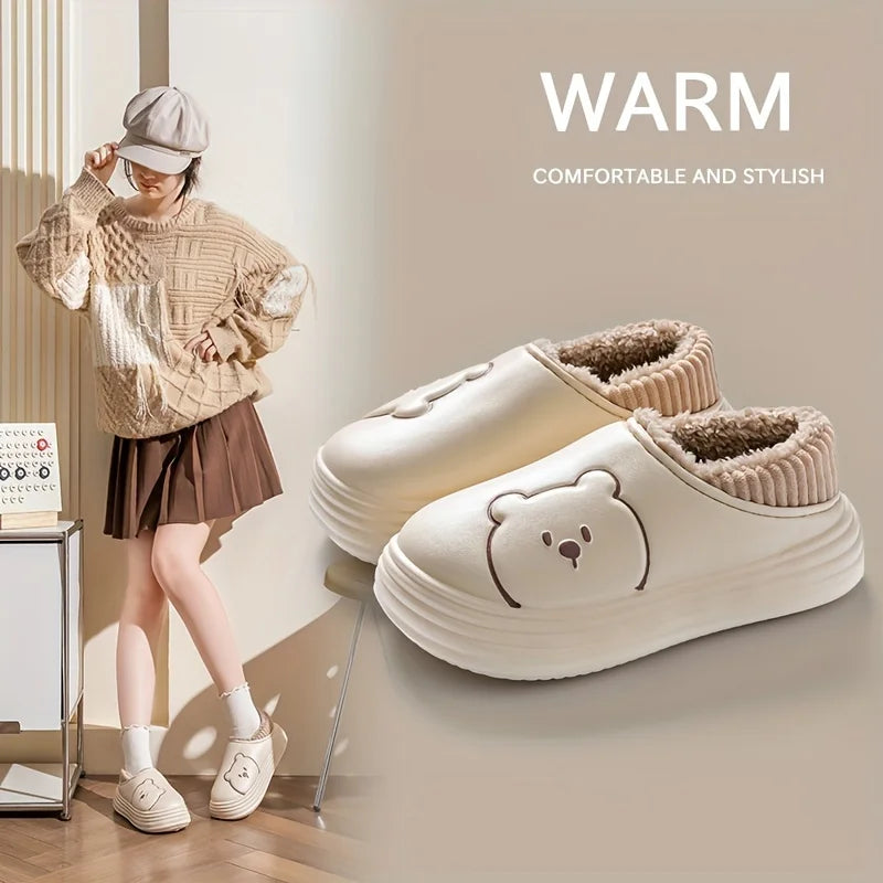 Women's Waterproof EVA Cotton Shoes - Cute Cartoon Casual Wear Warm Cozy For Couples Versatile Stylish Outdoor Footwear