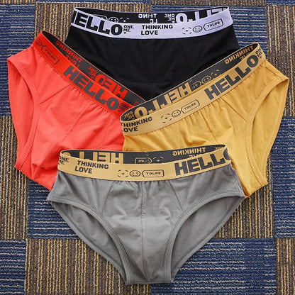 Fashion Men's Cotton Briefs Underwear Sexy Man Panties Funny Letter Underpants Breathable Comfortable Male Trend Bikini Shorts