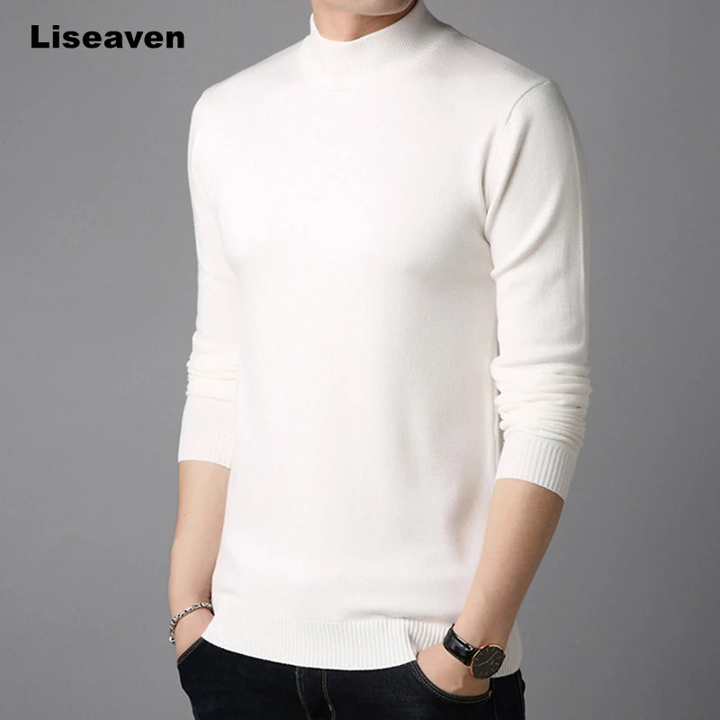 Liseaven Men Cashmere Sweaters Full Sleeve Pull Homme Solid Color Pullover Sweater Men's Tops