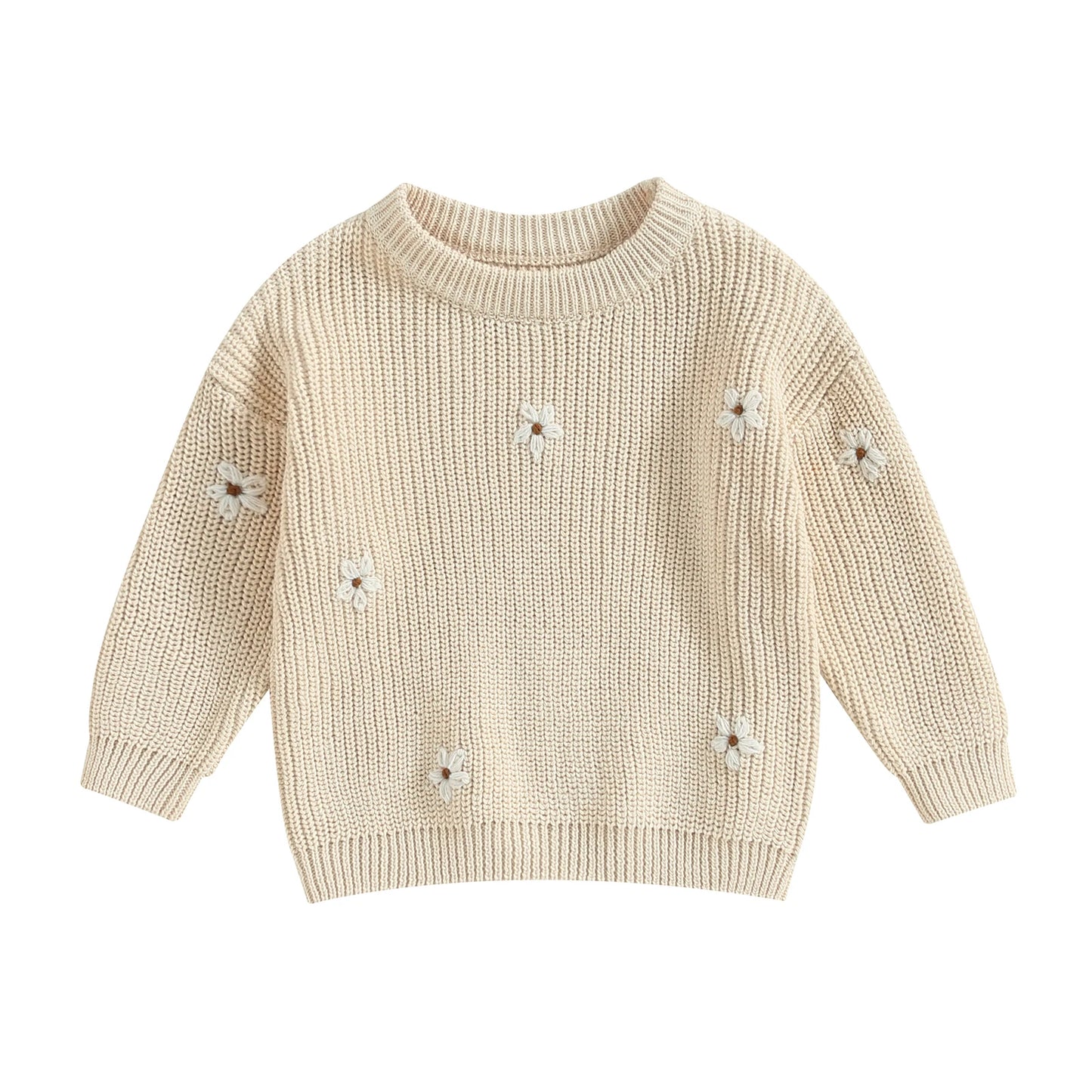 Baby Girl Autumn Fall embroidery Sweater Long Sleeve Crew Neck Flower Winter Warm Knit Pullover Sweater Infant Clothes