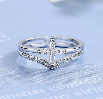 925 Sterling Silver Ring Sparkly Zircon Adjustable Simplicity Fashion Exquisite Women Jewelry Accessories Wedding Party Gift