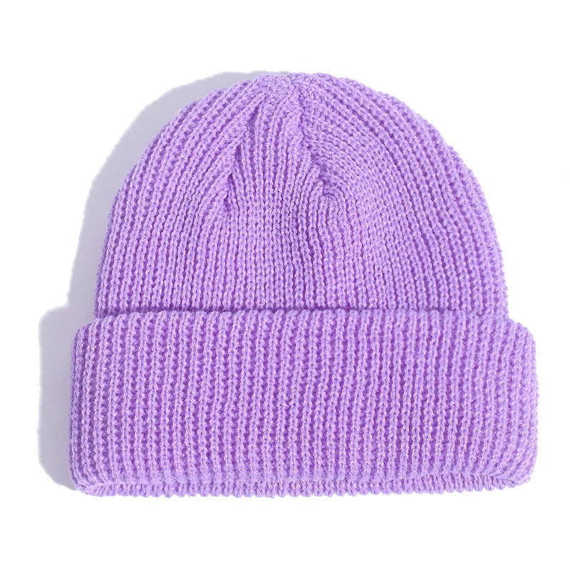 Winter Hats for Unisex New Beanies Knitted Solid Fluorescent  Caps Warmer Casual Beanies Trendy Hat  All-match Multicolor Candy