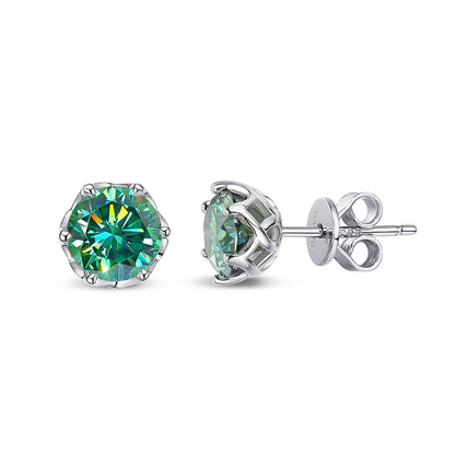 TBCYD 2CT Green Moissanite Stud Earrings For Women 925 Sterling Silver Flower Bud Shaped Diamond Ear Studs Wedding Fine Jewelry