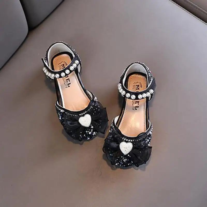 New Children Sandals Rhinestone Bow Wedding Princess Girls Sandal Party Dance Baby Student Flats Kids Performance Shoes H251