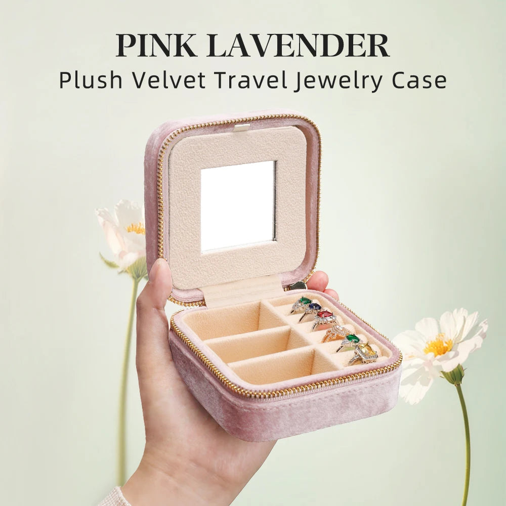 TAIMY High Quality Velvet Mini Travel Portable Girl Kawaii Custom Logo Jewelry Box Suede Jewellery Boxes Organizer