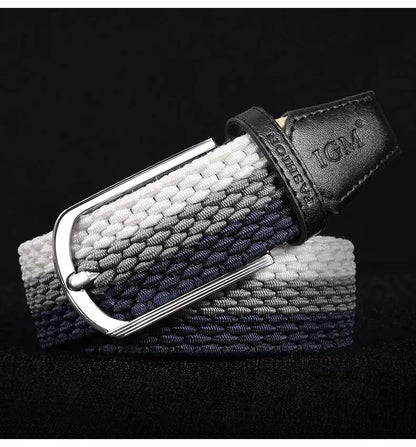 Men Women Stretch Belt For Unisex Knitted Braided Metal Pin Buckle Male Canvas Pants Jeans Elastic Belt