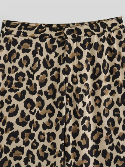 TRAF 2024 Woman Leopard Pants Y2k Animal Print High Waist Pants Women Vintage Casual Baggy Pants Summer Women's Trousers