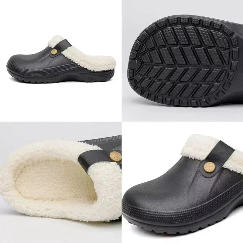 New Indoor Warm Slippers for Women Luxury Garden Shoes Soft Waterproof EVA Plush Slippers Female Clogs Couples Home Cotton Shoes