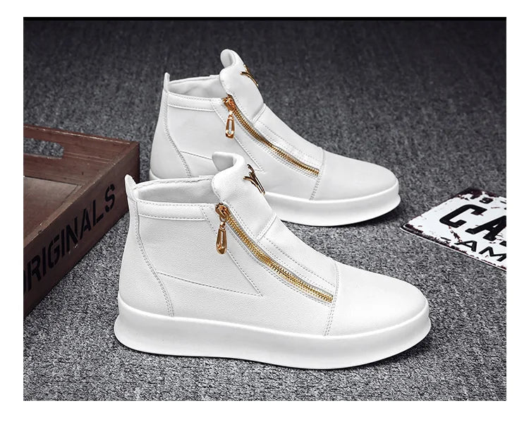 Fashion Brand Mens High-top Sneakers Hot sale White Platform Casual Shoes Men Zipper Designer Sneakers Street Skateboard Shoes