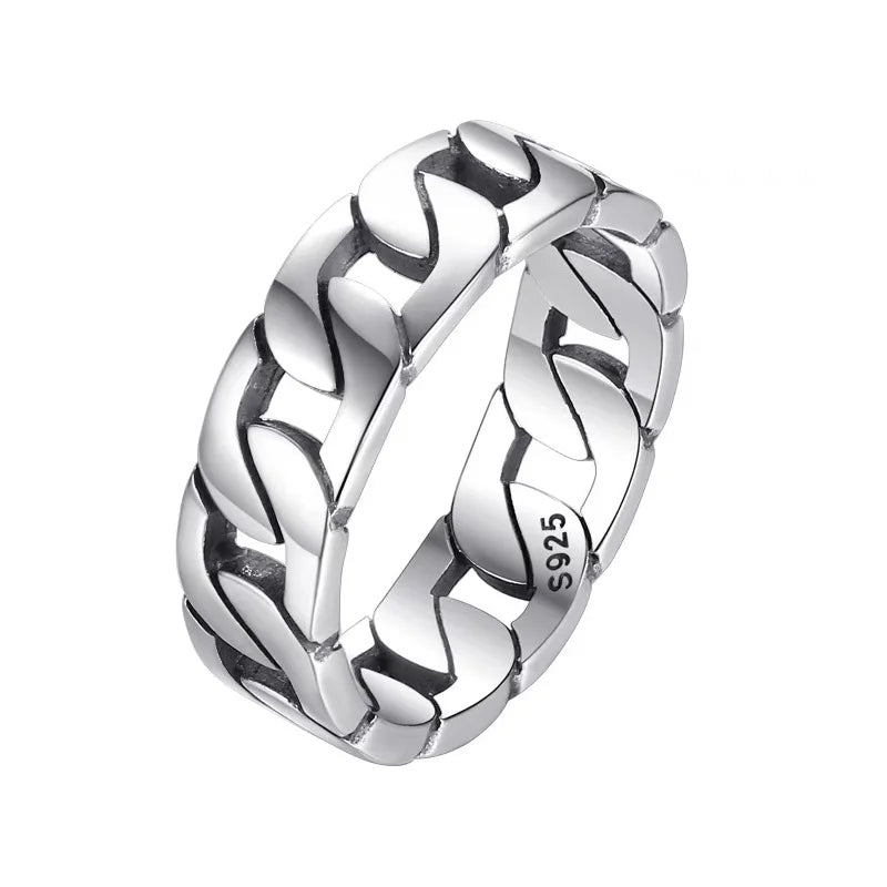 Real Silver Weave Ring For Man Woman Couple Rings S925 Sterling Silver Retro Classical Simple Lover Ring Jewelry Gift