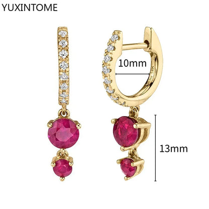 925 Silver Ear Needle Rose Red Hoop Earrings For Women Exquisite Water Drop/Flower/Heart Crystal Piercing Huggie Earring Jewelry