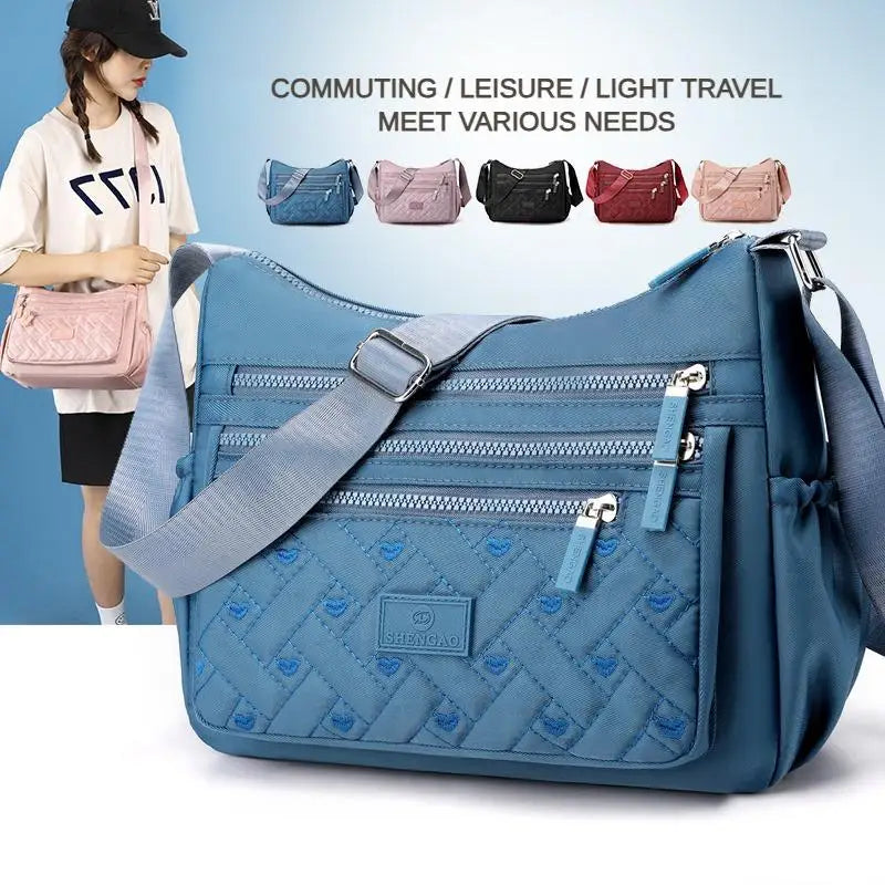 Multi Zipper Women Crossbody Bag Nylon Waterproof Shoulder Bags For Girls Large Capacity Travel Bag Anti Theft Messenger Bags