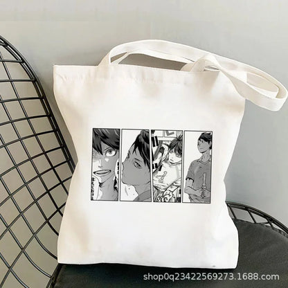 Anime Haikyuu Printed Canvas Bag Original Night One Shoulder Student Fashion Handbag in Stock