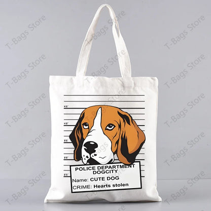 2pcs/set Beagle Bagel Dog Cute Print Tote Bag, Large Capacity Shoulder Bag, Women's Casual Handbag for Work School Shopping