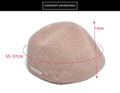 Women Spring Autumn British Style Beret Lady Vintage Flat Cap Winter Keep Warm Knitted Hat All-match Peaked Cap Wholesale New in