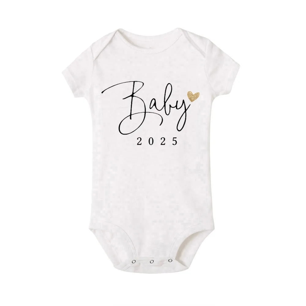 Baby Coming Soon 2025 Announcement Newborn Bodysuit Baby Romper Summer Boys Girls Outfits Body Pregnancy Reveal Clothes Jumpsuit