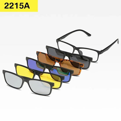 6 In 1 Custom Men Women Polarized Optical Magnetic Sunglasses Clip Magnet Clip on Sunglasses Polaroid Clip on Sun Glasses Frame