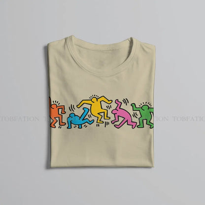 Haring Geometric Graffiti Dance Together Tshirt Homme Men's Tees Blusas Cotton T Shirt For Men