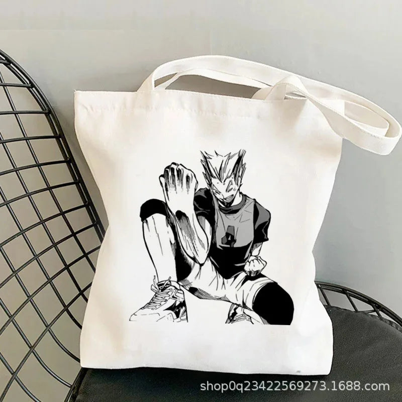 Anime Haikyuu Printed Canvas Bag Original Night One Shoulder Student Fashion Handbag in Stock