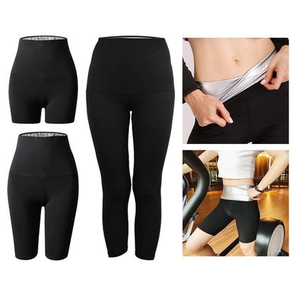 Sauna Slimming Pants Long Waist Trainer Sweat Hot Thermo Weight Loss Women Fat Burner Shorts Compression Leggings Trimmer