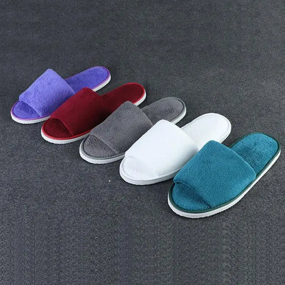 New Winter Women Fur Slippers Open Toe Flip Flops Thicken Warm Plush Home Shoes Couple Indoor Slippers for Bedroom Slides