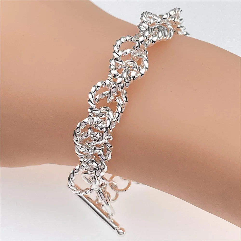 Andara Wholesale 925 Silver Bracelet Elegant Chain High Quality Jewelry For Men&Women Christmas Gifts