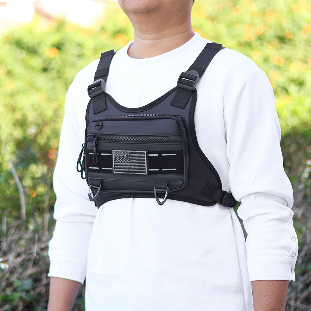 Sports Chest Bag Lightweight Front Chest Pack Running Vest Bag With Pocket Phone Holder Large Capacity Waterproof Tactical Vest