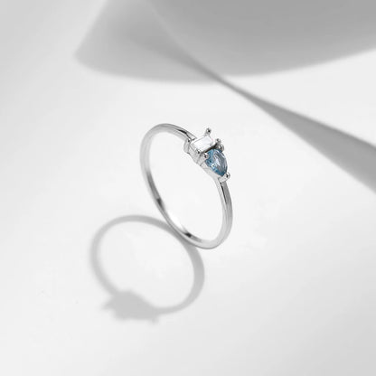 MODIAN 925 Sterling Silver Classic Blue Water Drop Splicing Rectangle Shining CZ Ring For Women Wedding Party Fine Jewelry Gift