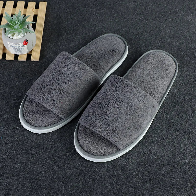 New Winter Women Fur Slippers Open Toe Flip Flops Thicken Warm Plush Home Shoes Couple Indoor Slippers for Bedroom Slides