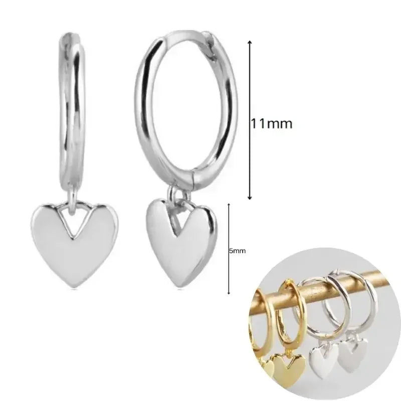 925 Sterling Silver Needle Heart Shape Pave Zircon Pendant Hoop Earrings for Women Light Luxury Anniversary Party Gifts Earrings