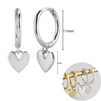 925 Sterling Silver Needle Heart Shape Pave Zircon Pendant Hoop Earrings for Women Light Luxury Anniversary Party Gifts Earrings