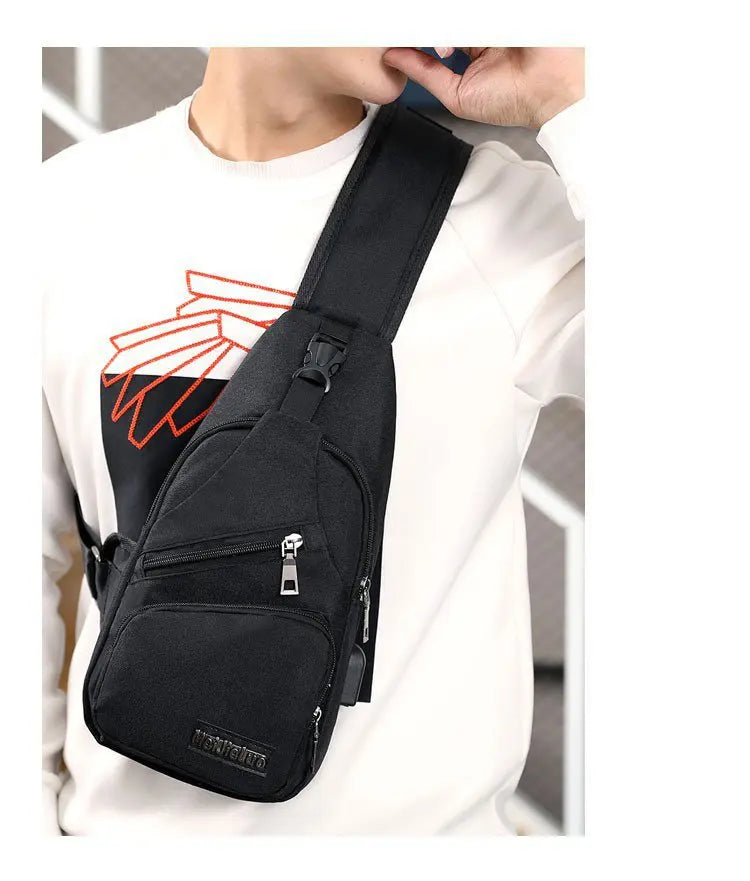 2023 New Men's USB Smart Chest Bag Crossbody Backpack Single Shoulder Bag Leisure Canvas Waist Pack