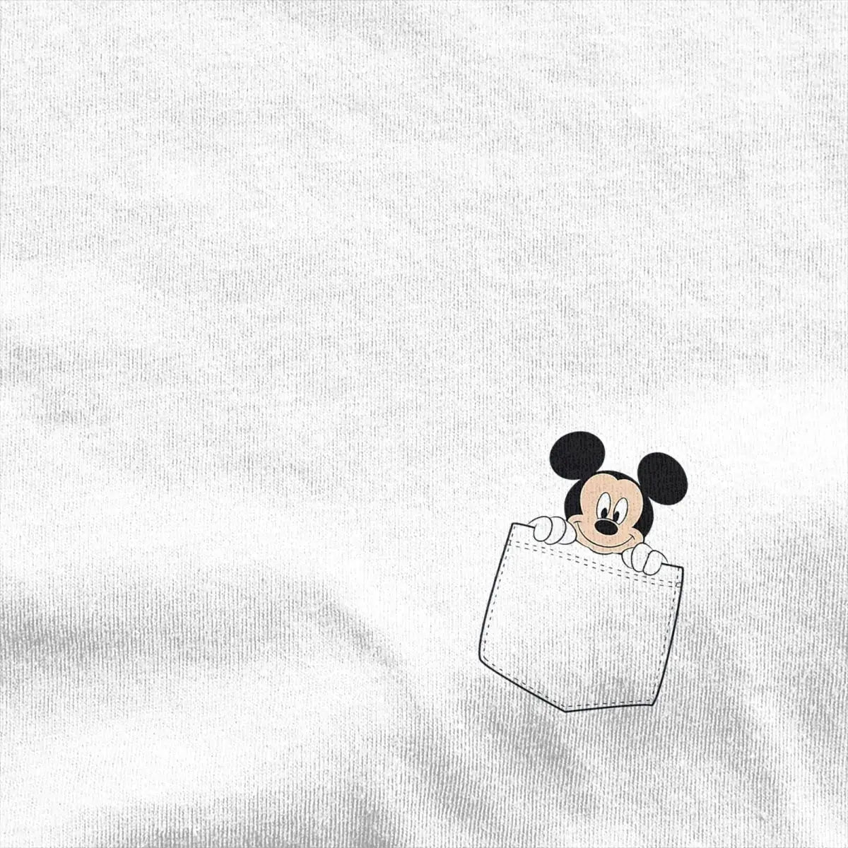 Mickey Mouse Pocket T-Shirt Men Women Cartoon Vintage 100% Cotton Tees Round Collar Short Sleeve T Shirts Original Clothing