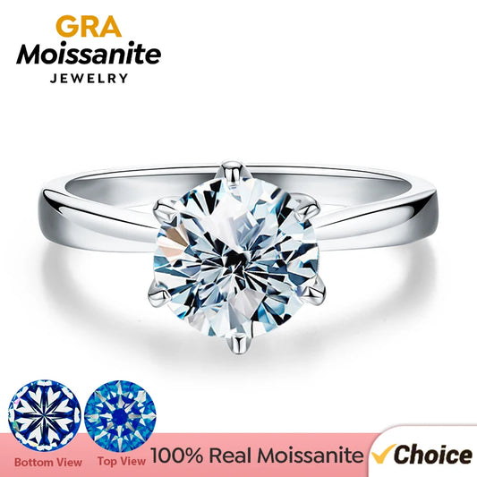 GRA 0.5ct 1ct Real Moissanite Ring Engagement Wedding Diamond Rings for Women 925 Sterling Silver Luxury Quality Fine  Jewelry