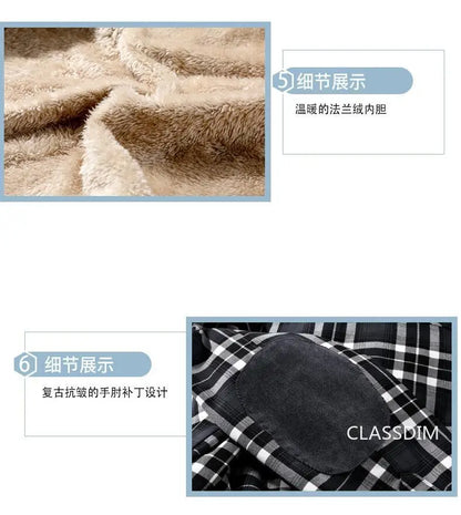 Men Winter Plaid Shirts Coats Hooded Fleece Jackets Harajuku Lg Sleeonve LoosCae sual Shirts Jackets European Style Size S-2XL