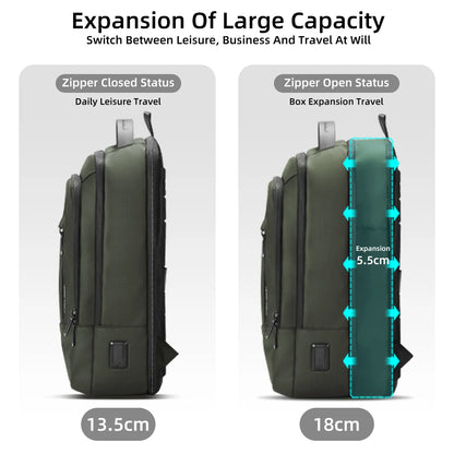 Heroic Knight 15.6" Laptop Backpack Fashion Men Expandable USB Charging Work Backpack Waterproof Travel Pack Thin New School Bag