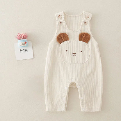 MILANCEL New Baby Autumn Rompers Infant Girls Cartoon Bear Corduroy Onesie Toddler Thin Style 0-2T Loose Overall